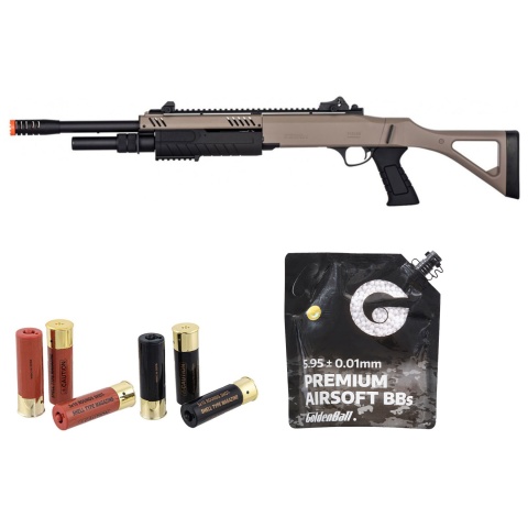 FABARM STF/12 Long Barrel Spring Shotgun w/ Fixed Stock - Shell Combo - (Dark Earth)