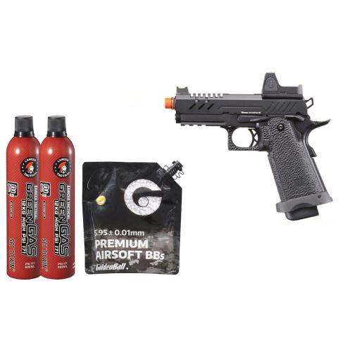 Vorsk Airsoft 3.8 Hi Capa Pro w/ Micro Dot - Green Gas Combo - (Black)