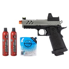 Vorsk Hi-Capa 3.8 Pro GBB Pistol w/ Red Dot Sight - (Gray/Black) Green Gas Combo