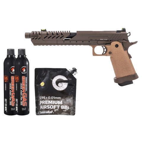 Vorsk Hi-Capa 7.0 Titan GBB Pistol - (Tan/Bronze) Green Gas Combo