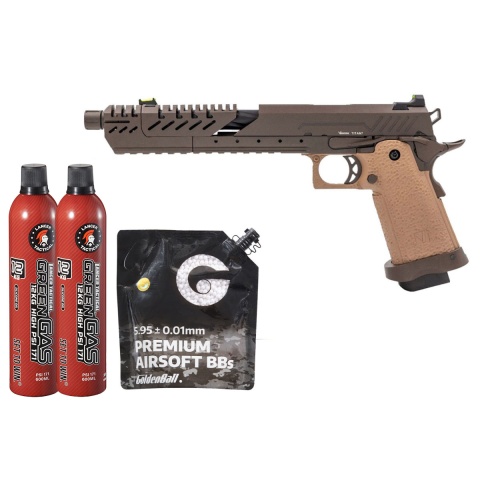 Vorsk Hi-Capa 7.0 Titan GBB Pistol - (Tan/Bronze) Green Gas Combo
