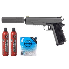 Vorsk Airsoft VX-14 GBB Pistol - (Gray) Green Gas Combo