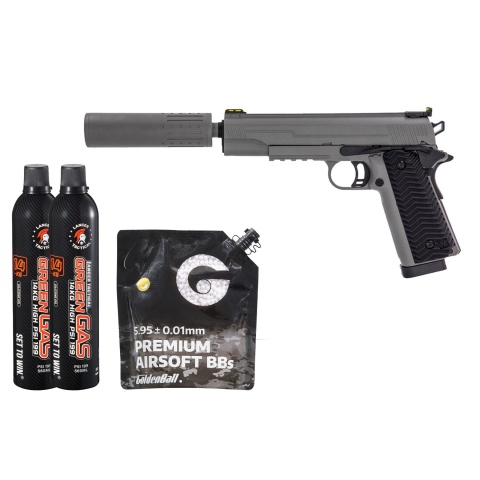 Vorsk Airsoft VX-14 GBB Pistol - (Gray) Green Gas Combo