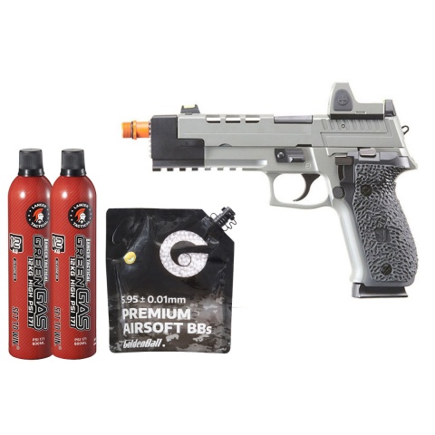 Vorsk Hi-Capa VP26X GBB Pistol w/ Red Dot Sight - (Gray) Green Gas Combo