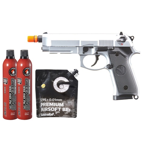 Vorsk Airsoft VM9 Osiris Gas Blowback Pistol - (Silver) Green Gas Combo