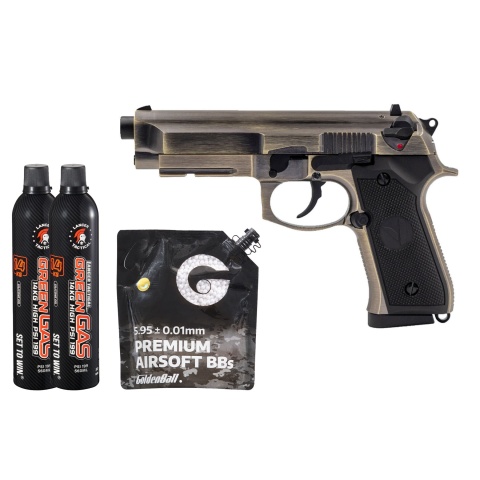 Vorsk Airsoft VM9 Osiris Gas Blowback Pistol - (Brushed Aluminum) Green Gas Combo