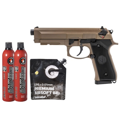 Vorsk Airsoft VM9 Osiris Gas Blowback Pistol - (Dark Earth) Green Gas Combo
