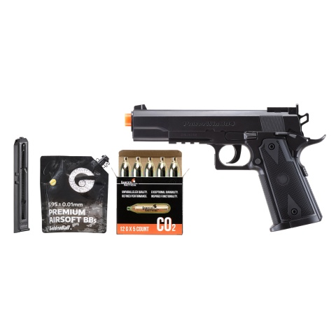 WinGun PowerWin 304B Non-Blowback CO2 1911 Airsoft Pistol w/ Magazine/BB/CO2 Combo