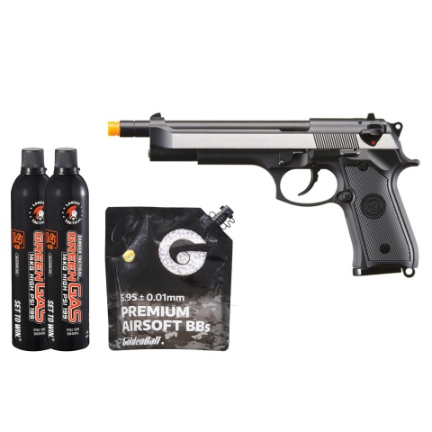 WE-Tech M92 Gas Blowback Airsoft Pistol - (2-Tone) Green Gas Combo