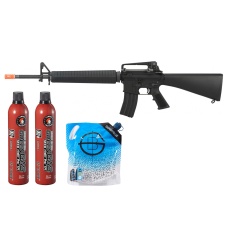 WE Tech M16A3 Open Bolt Full Metal Gas Blowback Airsoft GBBR Rifle - (Black) Green Gas Combo