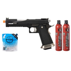 WE Tech 1911 Hi-Capa T-Rex Competition Gas Blowback Airsoft Pistol - Green Gas Combo - (Black/Silver)