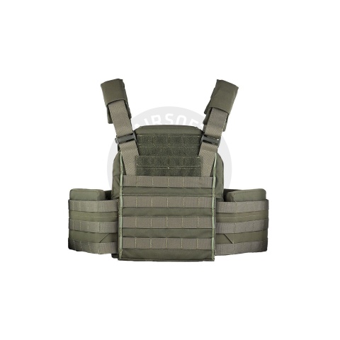 Tactical Chest Plate Carrier with Triple MOLLE Magazine Hunting Vest Front and Airsoft Gear Back Bag