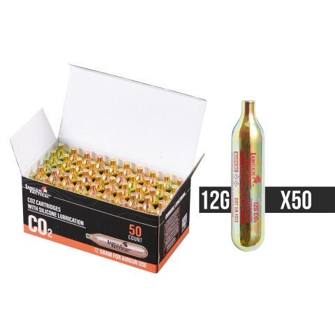 Lancer Tactical High Pressure 12 Gram CO2 Cartridges w/ Silicone Oil for Airsoft / Airguns - (Pack of 50)