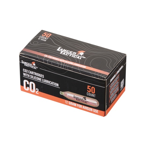 Lancer Tactical High Pressure 12 Gram CO2 Cartridges w/ Silicone Oil for Airsoft / Airguns - (Pack of 50)