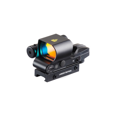 Lancer Tactical Picatinny 4 Reticle Red Dot Reflex Sight w/ Laser - (Black)