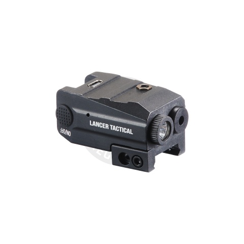 Lancer Tactical Low Profile Picatinny Flashlight w/ Laser - (Black)