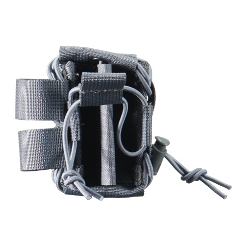 Lancer Tactical 1000D Nylon MOLLE Bungee Double Mag Pouch - (Grey)