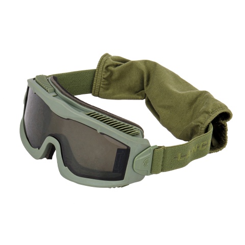 LANCER TACTICAL AERO PROTECTIVE OD GREEN AIRSOFT GOGGLES (SMOKE LENS)