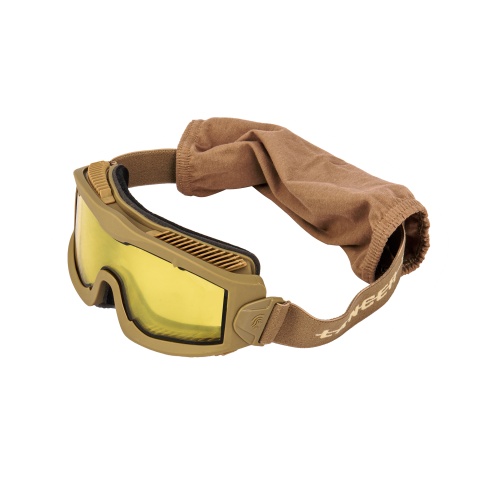 Lancer Tactical Aero Protective Tan Airsoft Goggles (Yellow Lens)