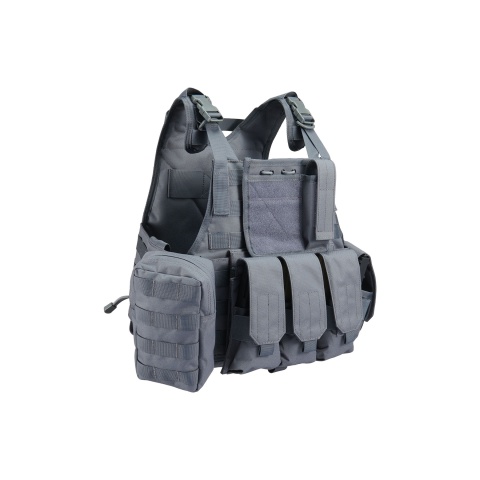 Lancer Tactical 600D Nylon Assault Tactical Vest - (Grey)