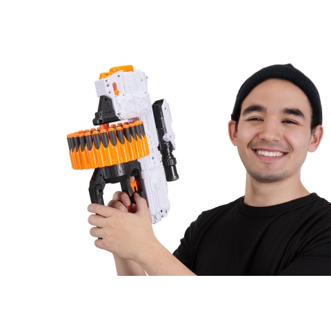 Cyber Walker Fast Machine Pistol Electric Dart Blaster (White/Orange)