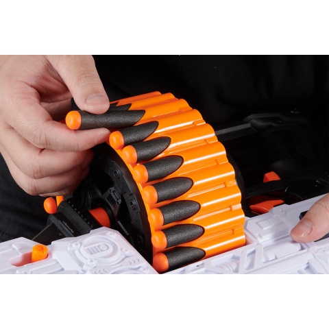 Cyber Walker Fast Machine Pistol Electric Dart Blaster (White/Orange)