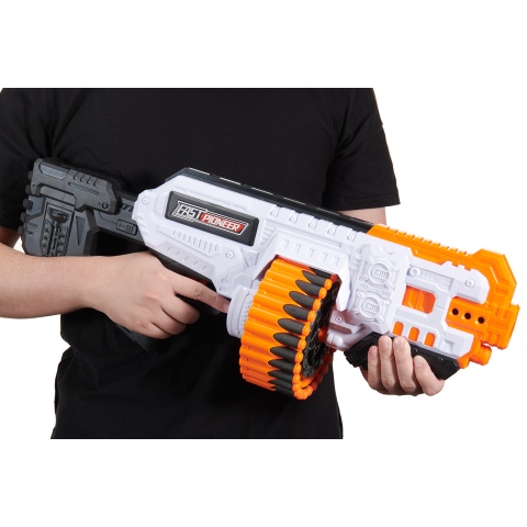 Cyber Walker Fast Machine Gun Electric Dart Blaster (White/Orange)