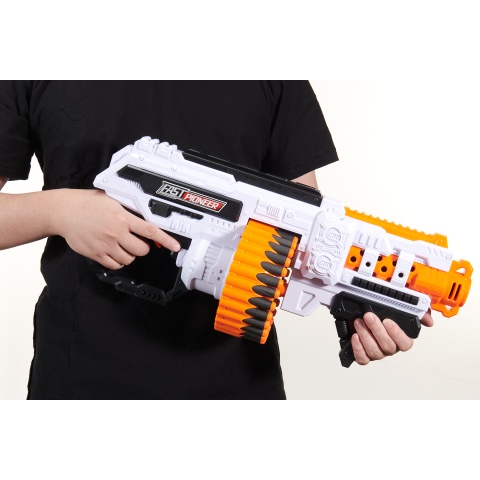 Cyber Walker Fast Bang SMG Drum Electric Dart Blaster (White/Orange)