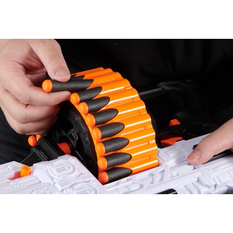 Cyber Walker Fast Bang SMG Drum Electric Dart Blaster (White/Orange)