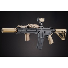 Custom Black Knight - Lancer Tactical Gen 4 L119A2 M4 Full Metal Airsoft Rifle - (Black/Tan)