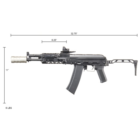 Custom Lancer Tactical Domovoi AKS-105 AEG Airsoft AEG Rifle - (Black)