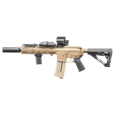Custom Infamous Angel - Lancer Tactical Gen 4 L119A2 M4 Full Metal Airsoft Rifle - (Tan/Black)