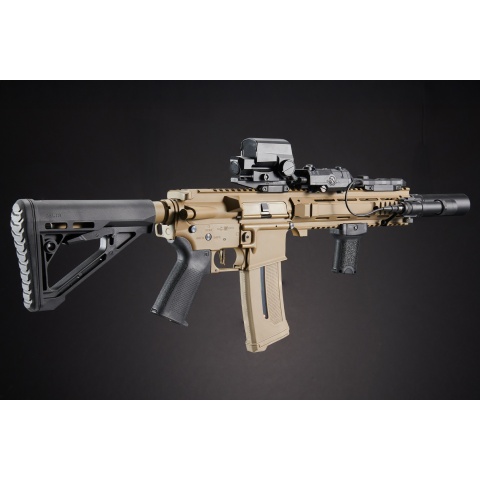 Custom Infamous Angel - Lancer Tactical Gen 4 L119A2 M4 Full Metal Airsoft Rifle - (Tan/Black)