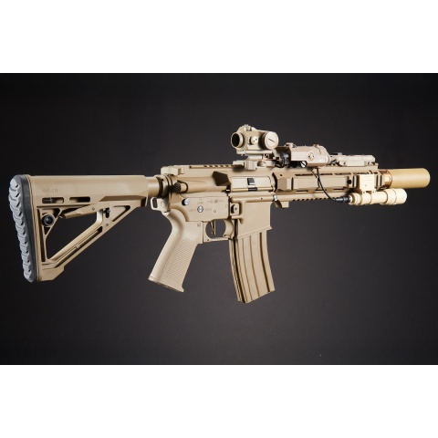 Custom Shetani - Lancer Tactical Gen 4 L119A2 M4/M16 Full Metal Airsoft Rifle - (Tan)