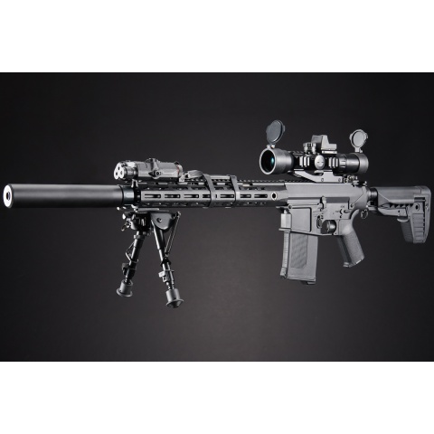 Custom Lancer Tactical Azrail - Battle X SR25 AEG Airsoft Rifle - (Black)
