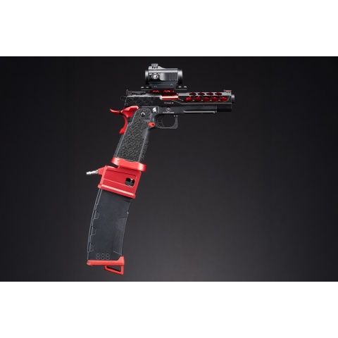 Custom Lancer Tactical LAMIA - Stryk Hi-Capa 5.1 Gas Blowback Airsoft Pistol - (Black/Red)