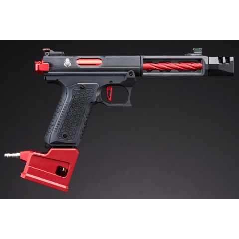 Custom Lancer Tactical RED RACER - Tandemkross CTHULHU Gas Blow Back Pistol - (Red/Black)