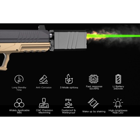 Eshooter Flare Cube Mono Compact Tracer Unit w/ RGB LED Flame Effects and Shake-to-Wake Sensor - (Black)