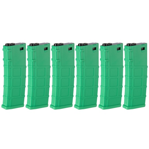 Lonex 6 Pack 200rd Mid Capacity M4/M16 Polymer Airsoft Magazine - Green