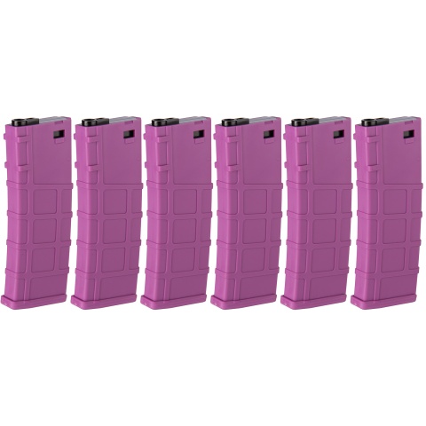 Lonex 6 Pack 200rd Mid Capacity M4/M16 Polymer Airsoft Magazine - Purple