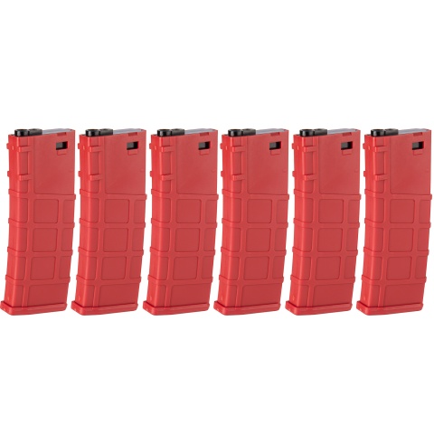 Lonex 6 Pack 200rd Mid Capacity M4/M16 Polymer Airsoft Magazine - Red
