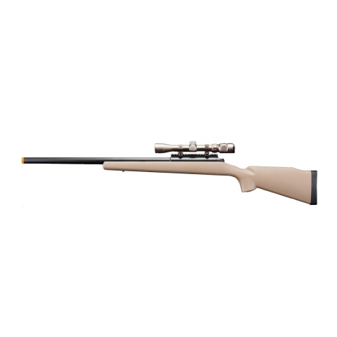 Golden Ball Bolt Action Spring Powered Sniper Rifle w/ Metal Scope - (Tan)