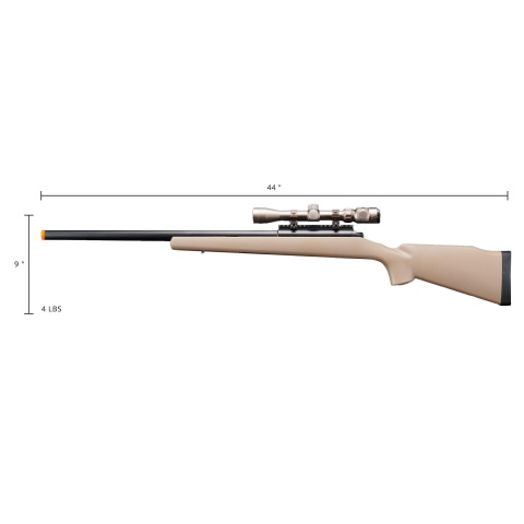 Golden Ball Bolt Action Spring Powered Sniper Rifle w/ Metal Scope - (Tan)