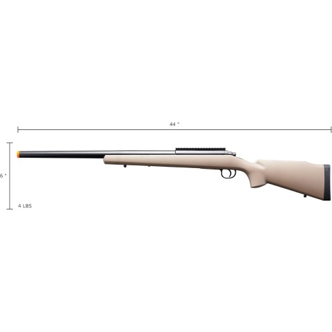 Golden Ball Bolt Action Spring Powered Sniper Rifle - (Tan)