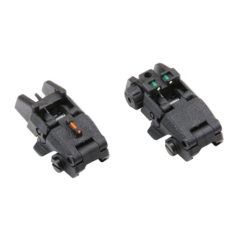 Golden Eagle Fiber Optic Flip Up Sight Set for Airsoft Rifles - (Black)