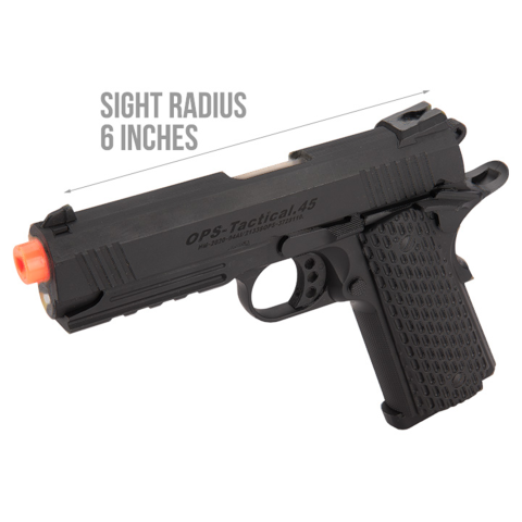Golden Eagle IMF Night Warrior 3309 OTS Tactical .45 HiCapa Semi-Auto GBB Metal Pistol, BK