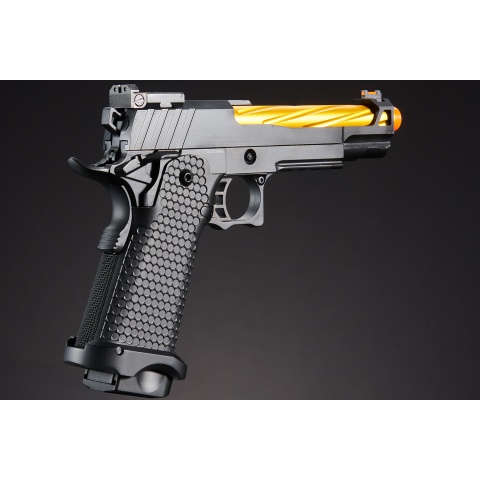Golden Eagle 3337 OTS .45 Hi-Capa Gas Blowback Pistol w/ Open Slide (Color: Black / Gold Barrel)