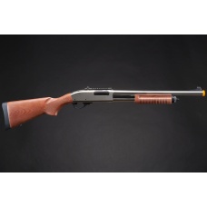 Golden Eagle M8870 3/6-Shot Pump Action Gas Airsoft Shotgun w/ Ghost Ring Iron Sights - (Silver/Wood)