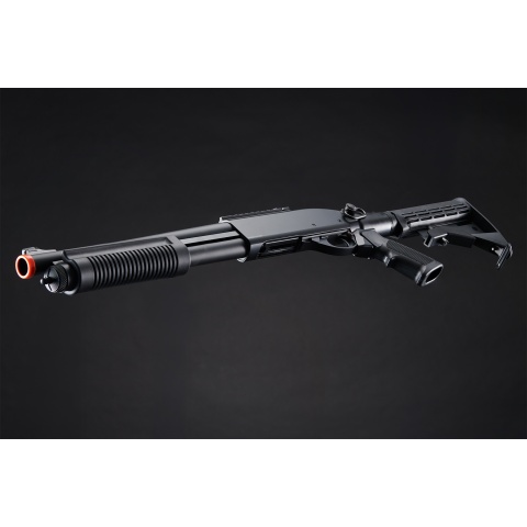 Golden Eagle M8871 3/6-Shot Pump Action CO2 Gas Airsoft Shotgun w/ Ghost Ring Iron Sights & M4 Crane Stock