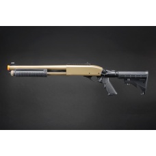 Golden Eagle M8871 3/6-Shot Pump Action CO2 Gas Airsoft Shotgun w/ Ghost Ring Iron Sights & M4 Crane Stock